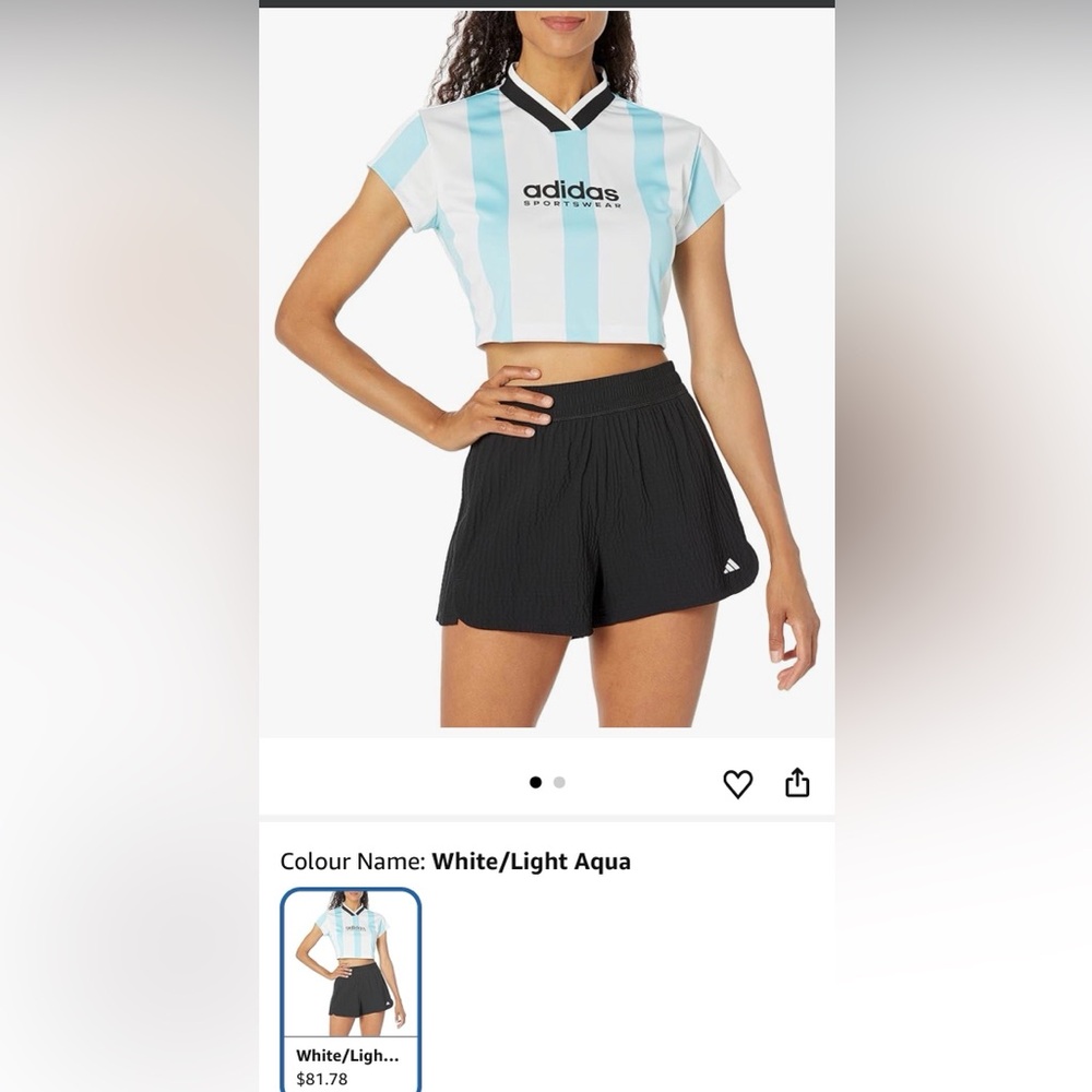 adidas Womens Tiro Colorblock Cropped Tee-Size XS-No size tag